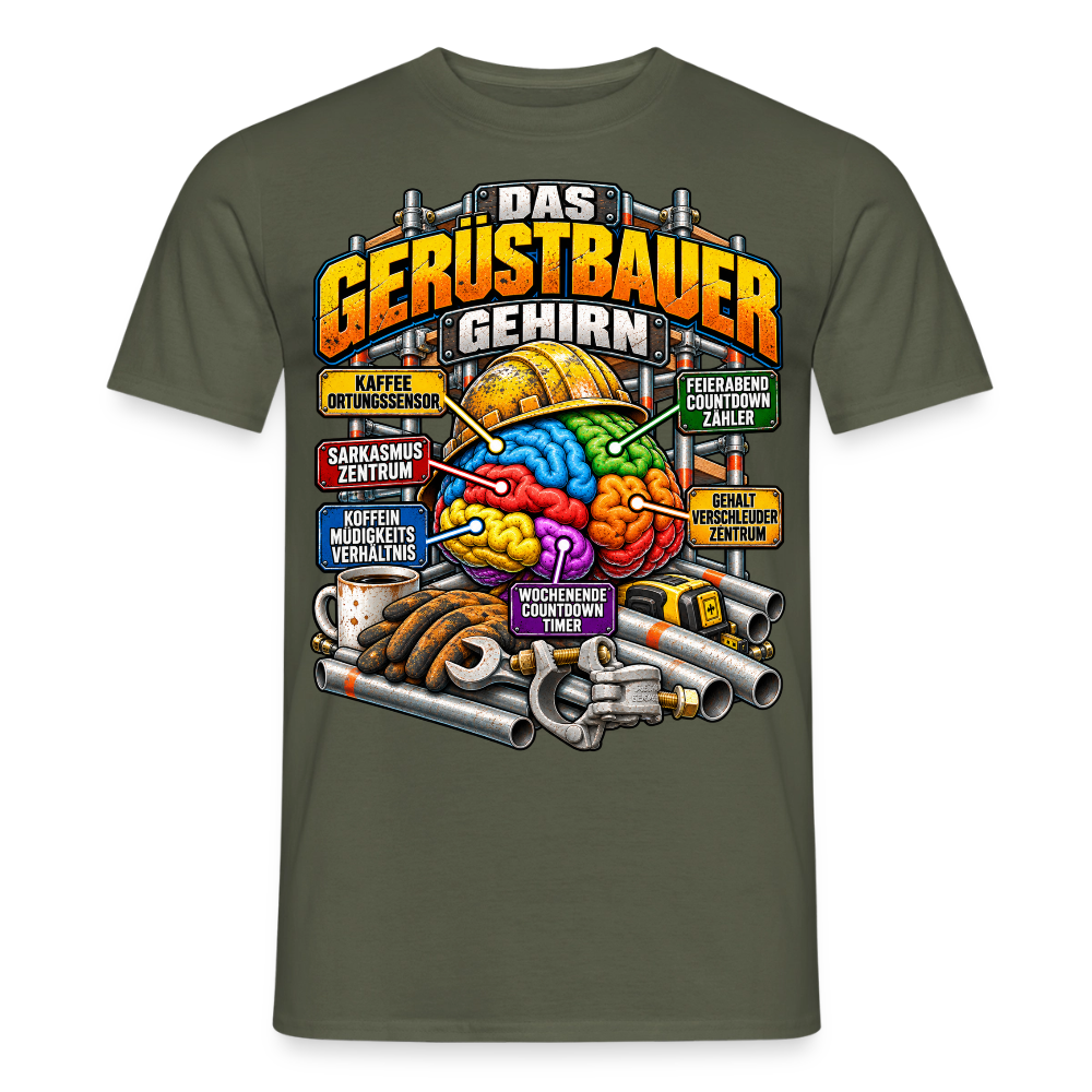 Das Gerüstbauer Gehirn - Männer T-Shirt - Militärgrün