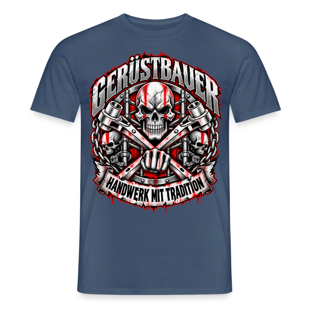 Gerüstbauer Schädel Ratsche - Männer T-Shirt - Dunkles Denimblau