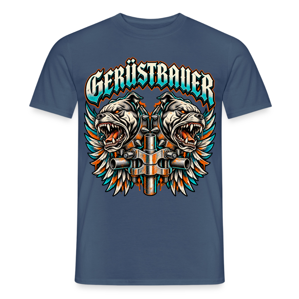 Gerüstbauer Hunde Flügel - Männer T-Shirt - Dunkles Denimblau