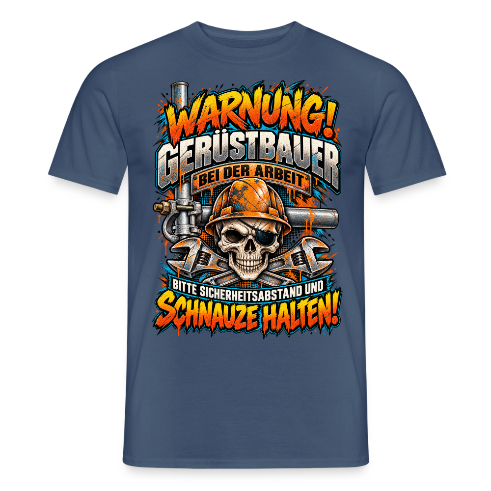 Warnung Gerüstbauer - Männer T-Shirt - Dunkles Denimblau