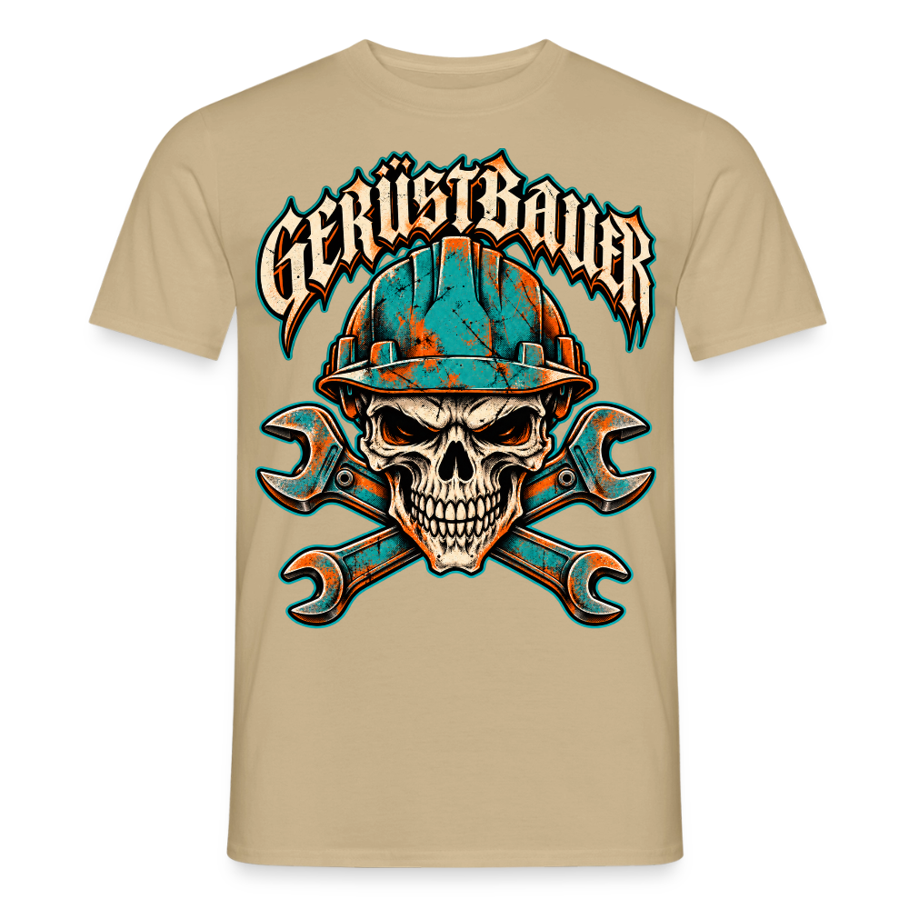 Gerüstbauer Schädel - Männer T-Shirt - Sandbeige
