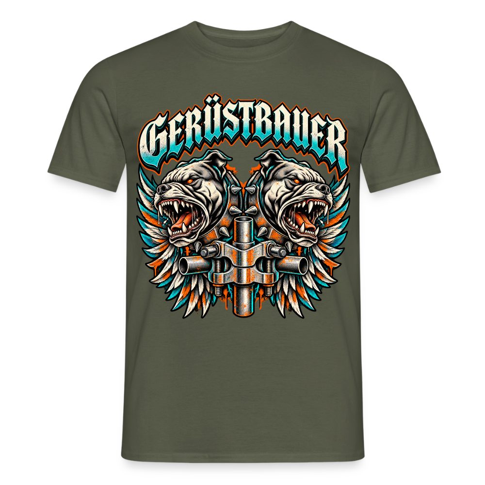 Gerüstbauer Hunde Flügel - Männer T-Shirt - Militärgrün