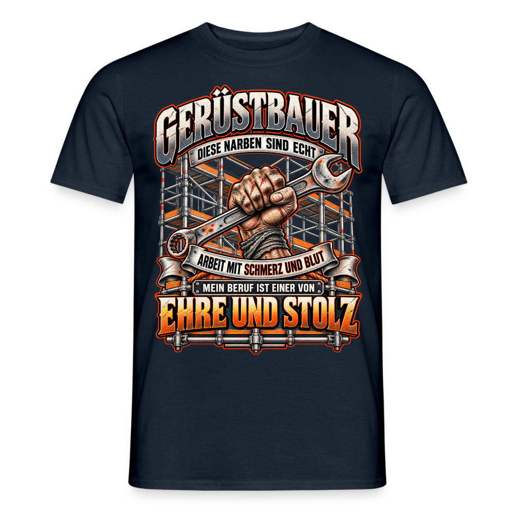 Gerüstbauer diese Narben sind echt - Männer T-Shirt - Navy