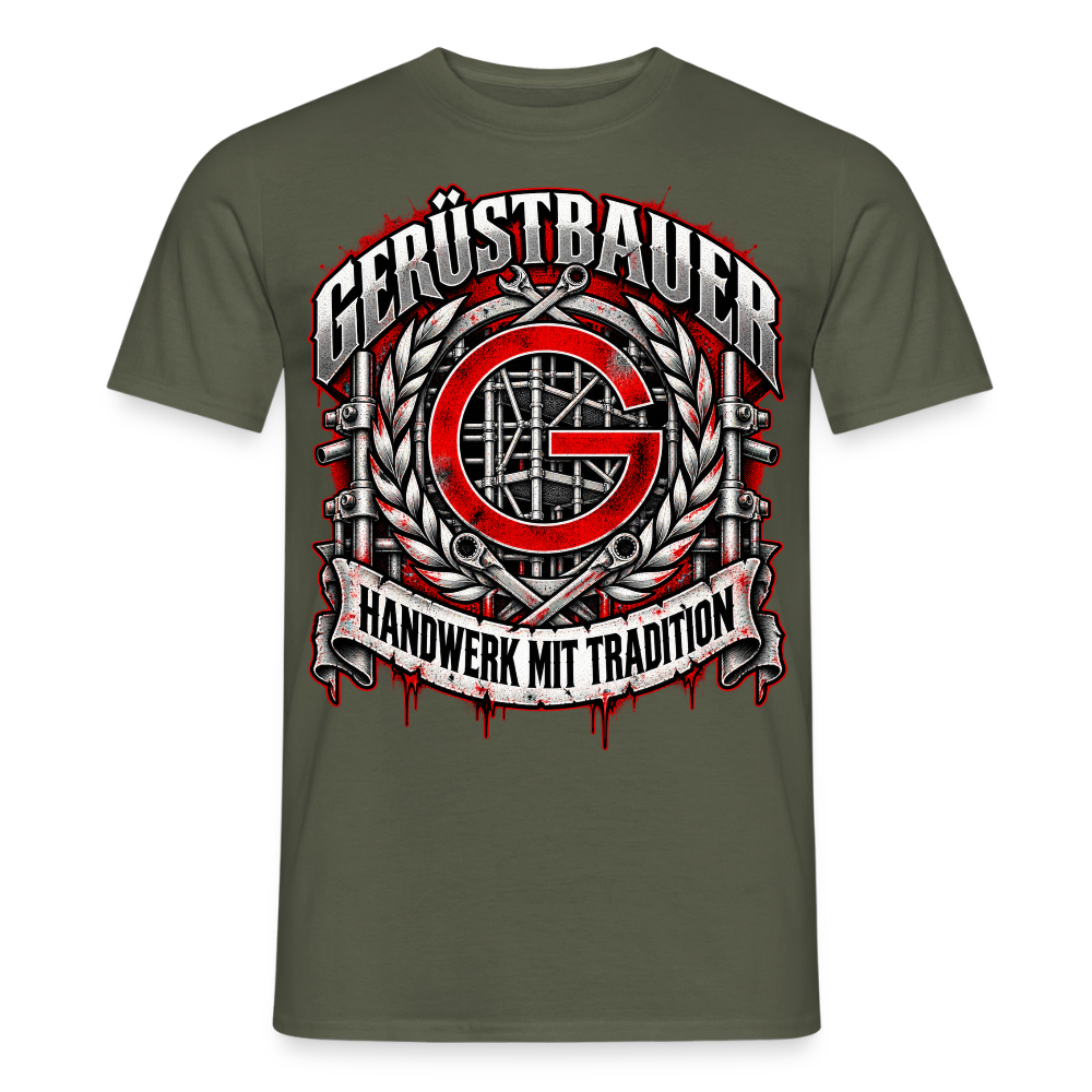 Gerüstbauer mit Tradition - Männer T-Shirt - Militärgrün