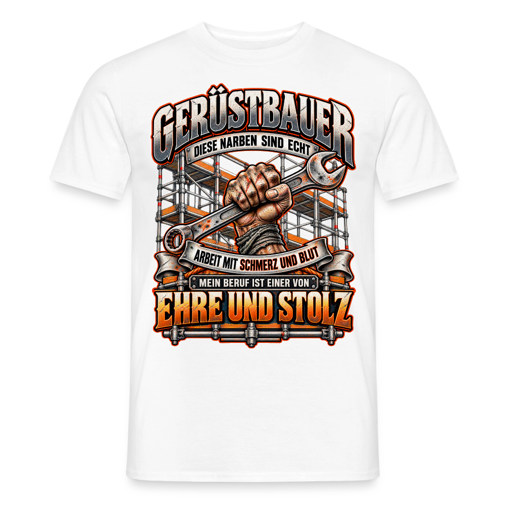 Gerüstbauer diese Narben sind echt - Männer T-Shirt - Weiß
