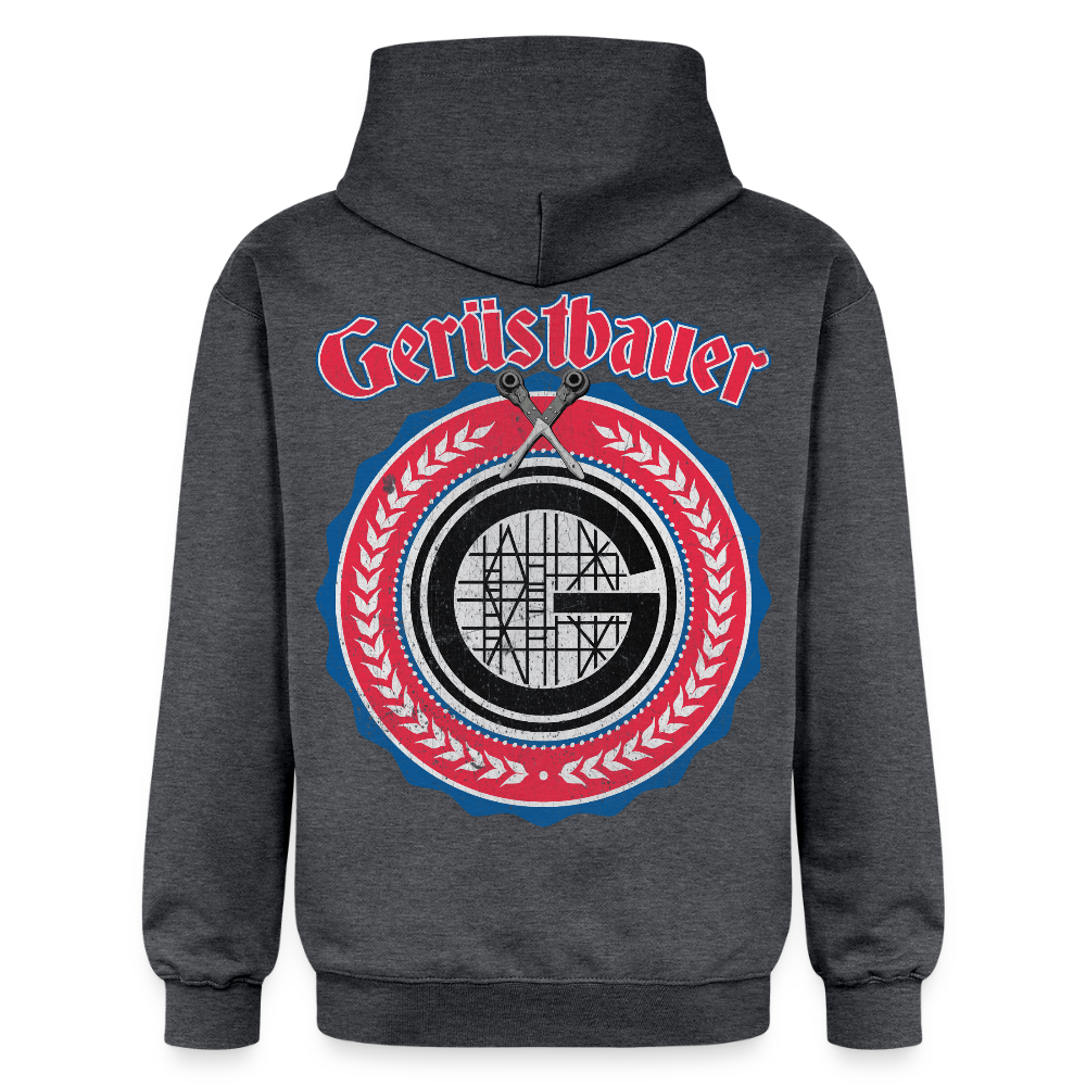 Gerüstbauer Ratschen Zunftw. - Midweight Hoodie Brust + Rücken - Dunkelgrau meliert