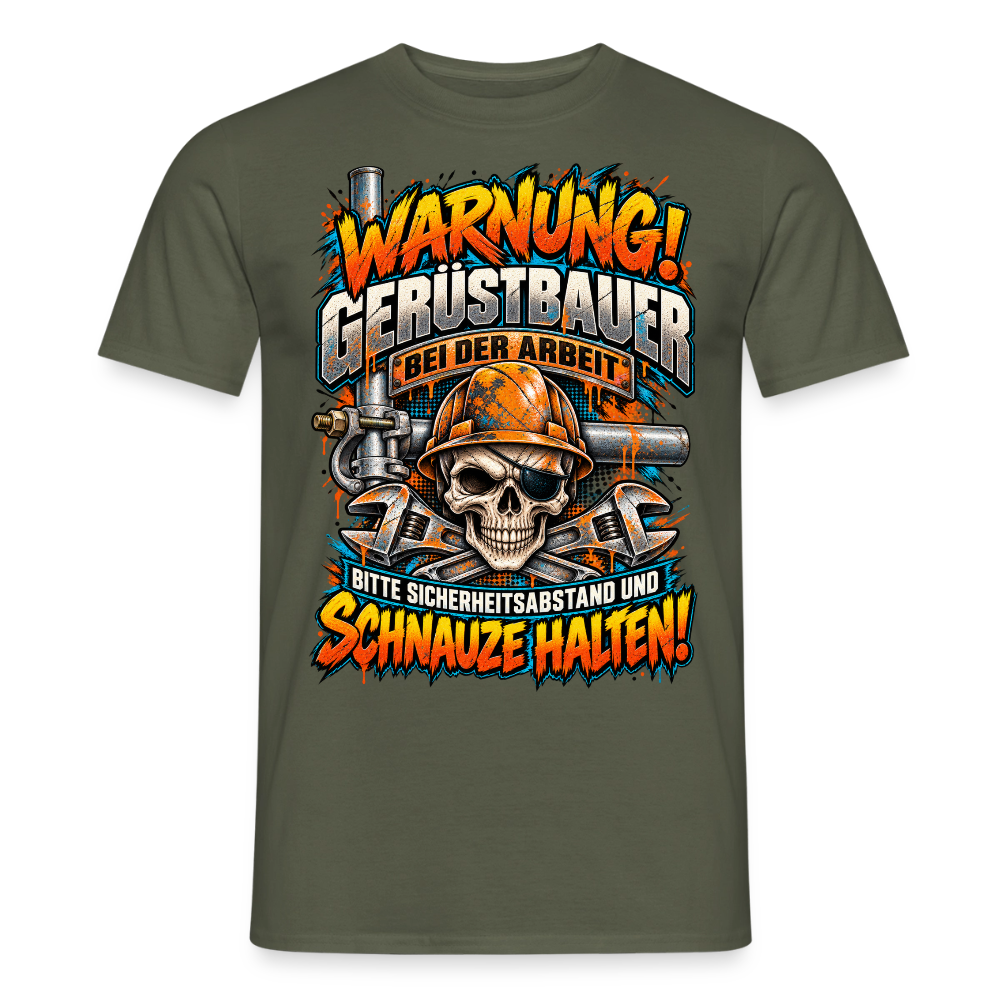 Warnung Gerüstbauer - Männer T-Shirt - Militärgrün