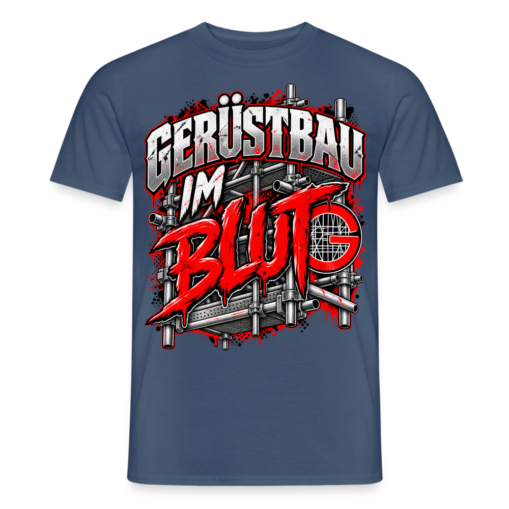 Gerüstbau im Blut - Männer T-Shirt - Dunkles Denimblau