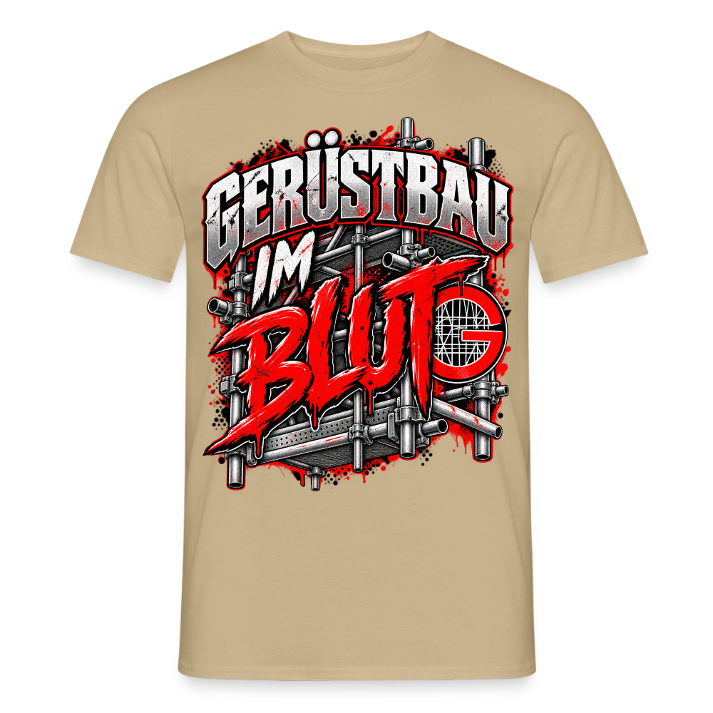 Gerüstbau im Blut - Männer T-Shirt - Sandbeige