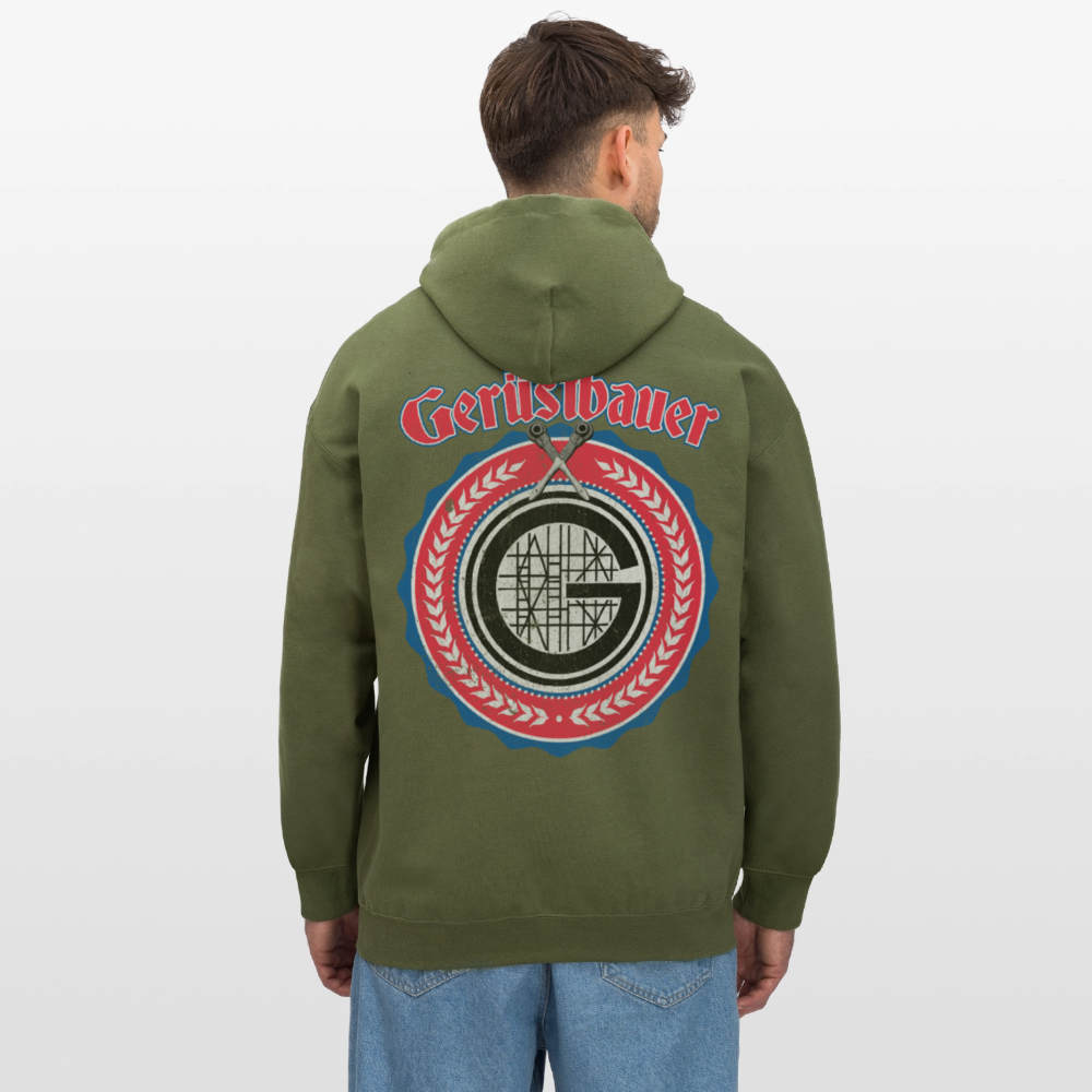 Gerüstbauer Ratschen Zunftw. - Midweight Hoodie Brust + Rücken - Militärgrün