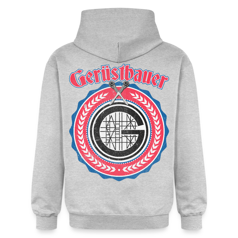 Gerüstbauer Ratschen Zunftw. - Midweight Hoodie Brust + Rücken - Hellgrau meliert