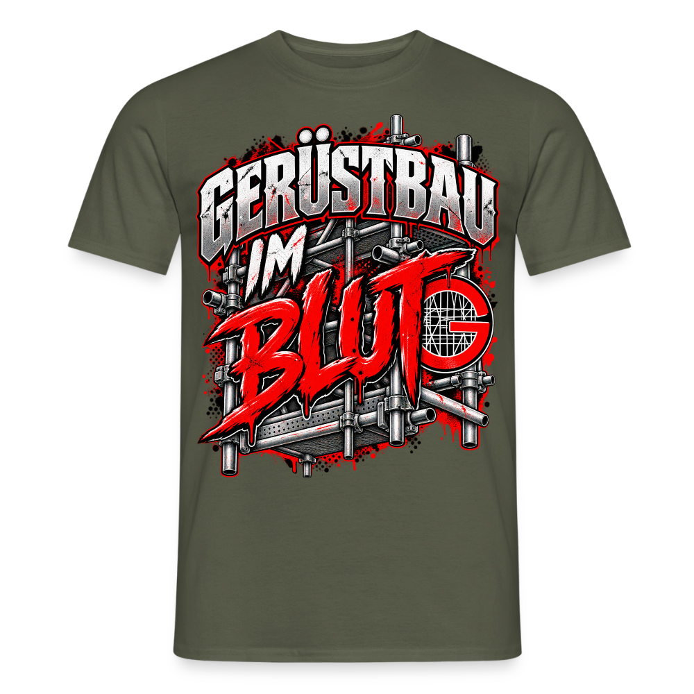 Gerüstbau im Blut - Männer T-Shirt - Militärgrün