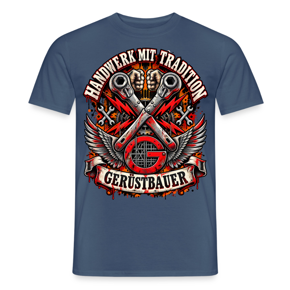 Gerüstbauer Handwerk mit Tradition - Männer T-Shirt - Dunkles Denimblau