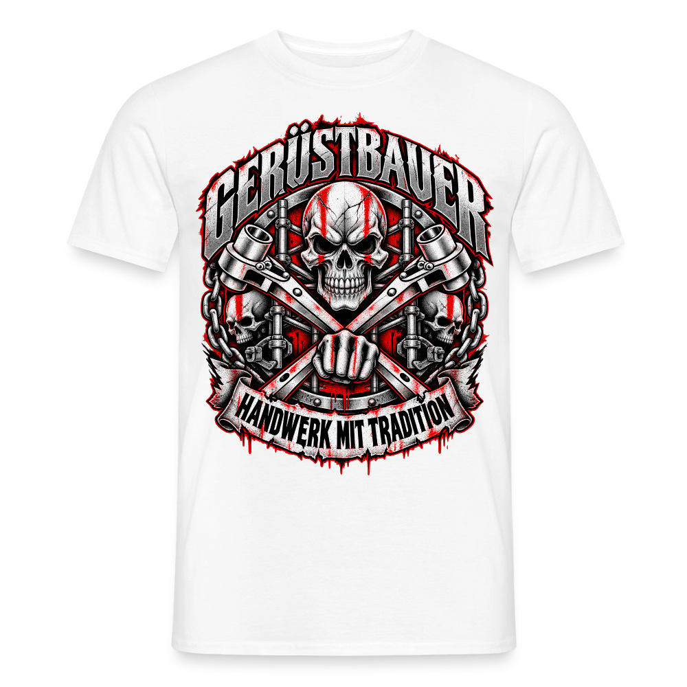 Gerüstbauer Schädel Ratsche - Männer T-Shirt - Weiß