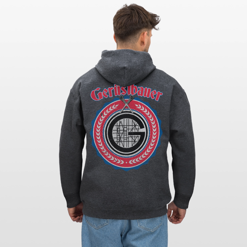 Gerüstbauer Ratschen Zunftw. - Midweight Hoodie Brust + Rücken - Dunkelgrau meliert