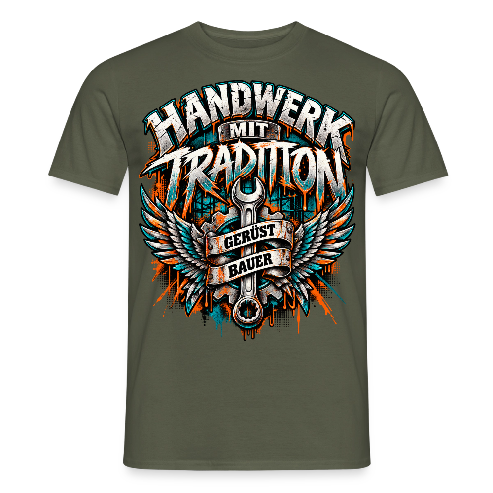 Gerüstbauer Handwerk mit Tradition - Männer T-Shirt - Militärgrün