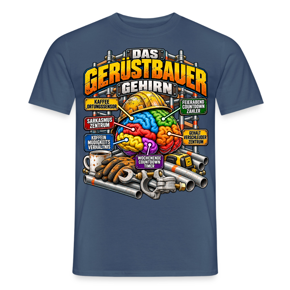 Das Gerüstbauer Gehirn - Männer T-Shirt - Dunkles Denimblau