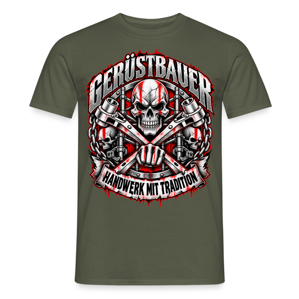 Gerüstbauer Schädel Ratsche - Männer T-Shirt - Militärgrün