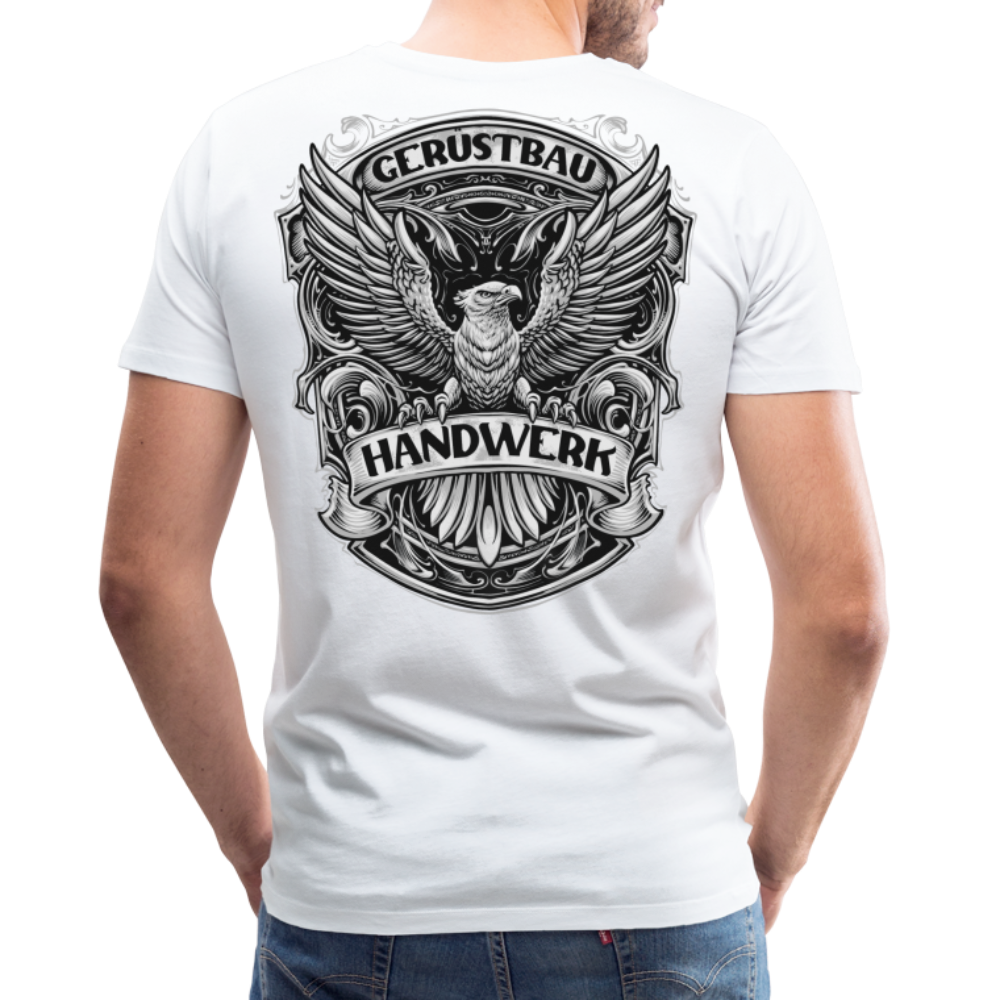 Gerüstbau Handwerk Premium T-Shirt Rückendruck - weiß