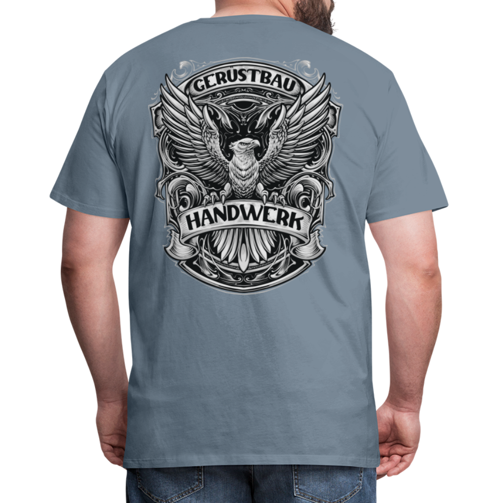 Gerüstbau Handwerk Premium T-Shirt Rückendruck - Blaugrau