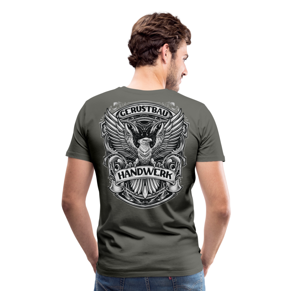 Gerüstbau Handwerk Premium T-Shirt Rückendruck - Asphalt