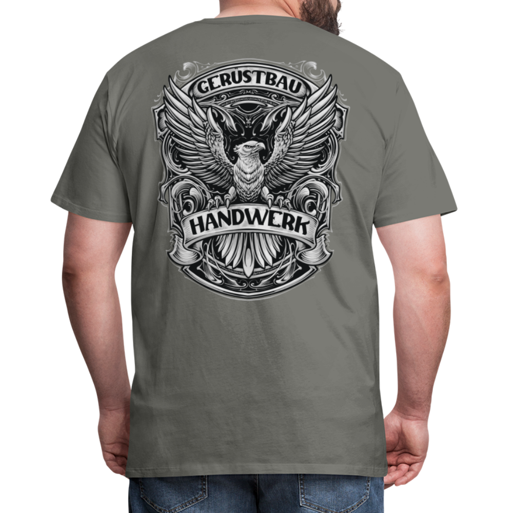 Gerüstbau Handwerk Premium T-Shirt Rückendruck - Asphalt