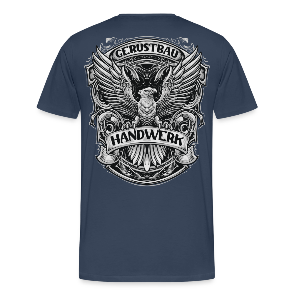Gerüstbau Handwerk Premium T-Shirt Rückendruck - Navy