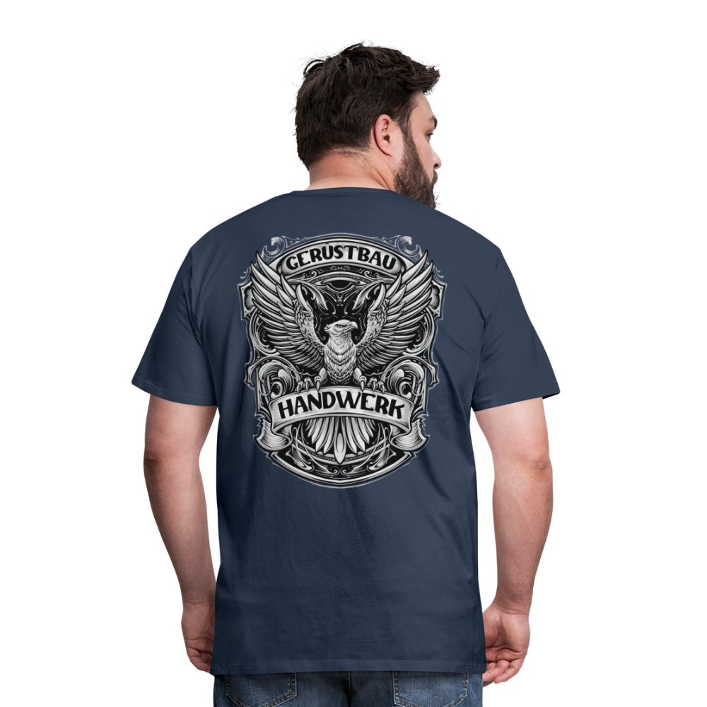 Gerüstbau Handwerk Premium T-Shirt Rückendruck - Navy