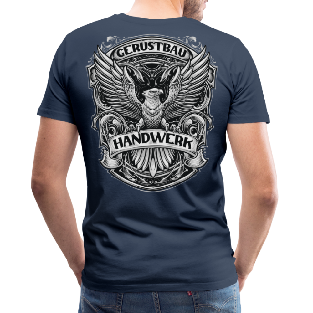 Gerüstbau Handwerk Premium T-Shirt Rückendruck - Navy