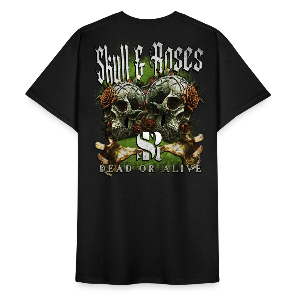 SkullRebel Skull & Roses Heavy T-Shirt - Schwarz