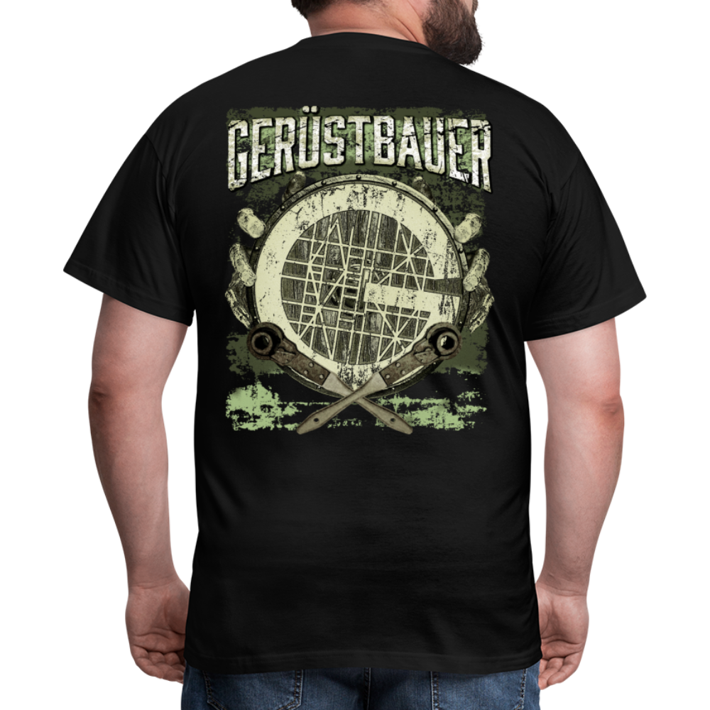 Gerüstbauer Männer T-Shirt Rückendruck - Schwarz