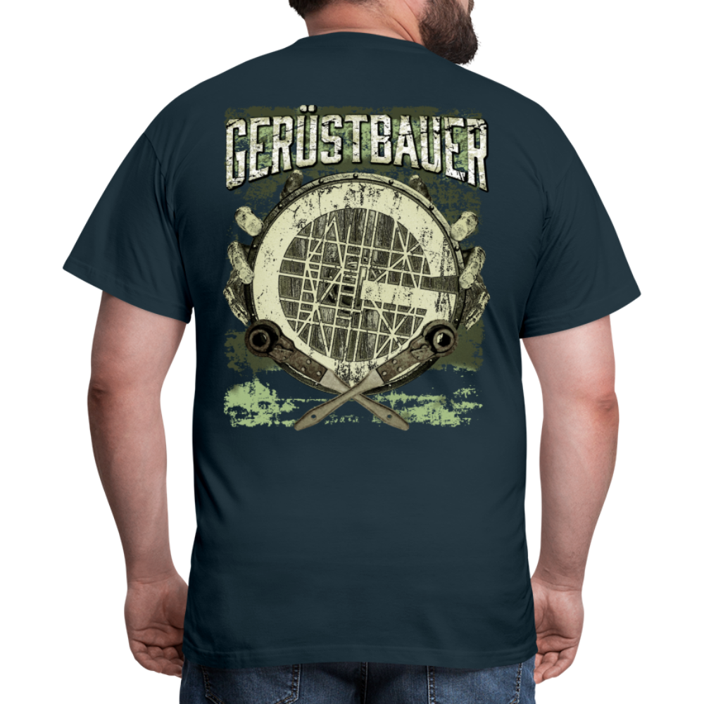 Gerüstbauer Männer T-Shirt Rückendruck - Navy
