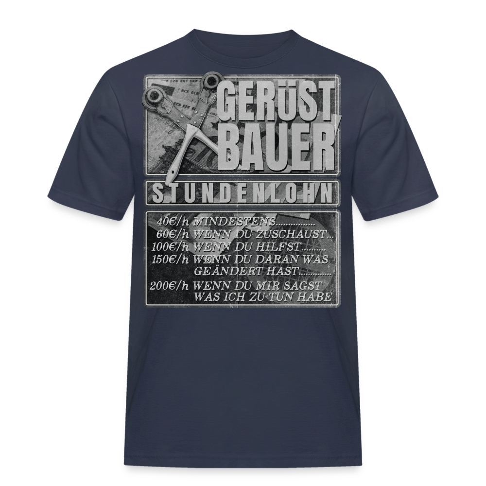 Stundenlohn Gerüstbauer T-Shirt Black/White - Navy