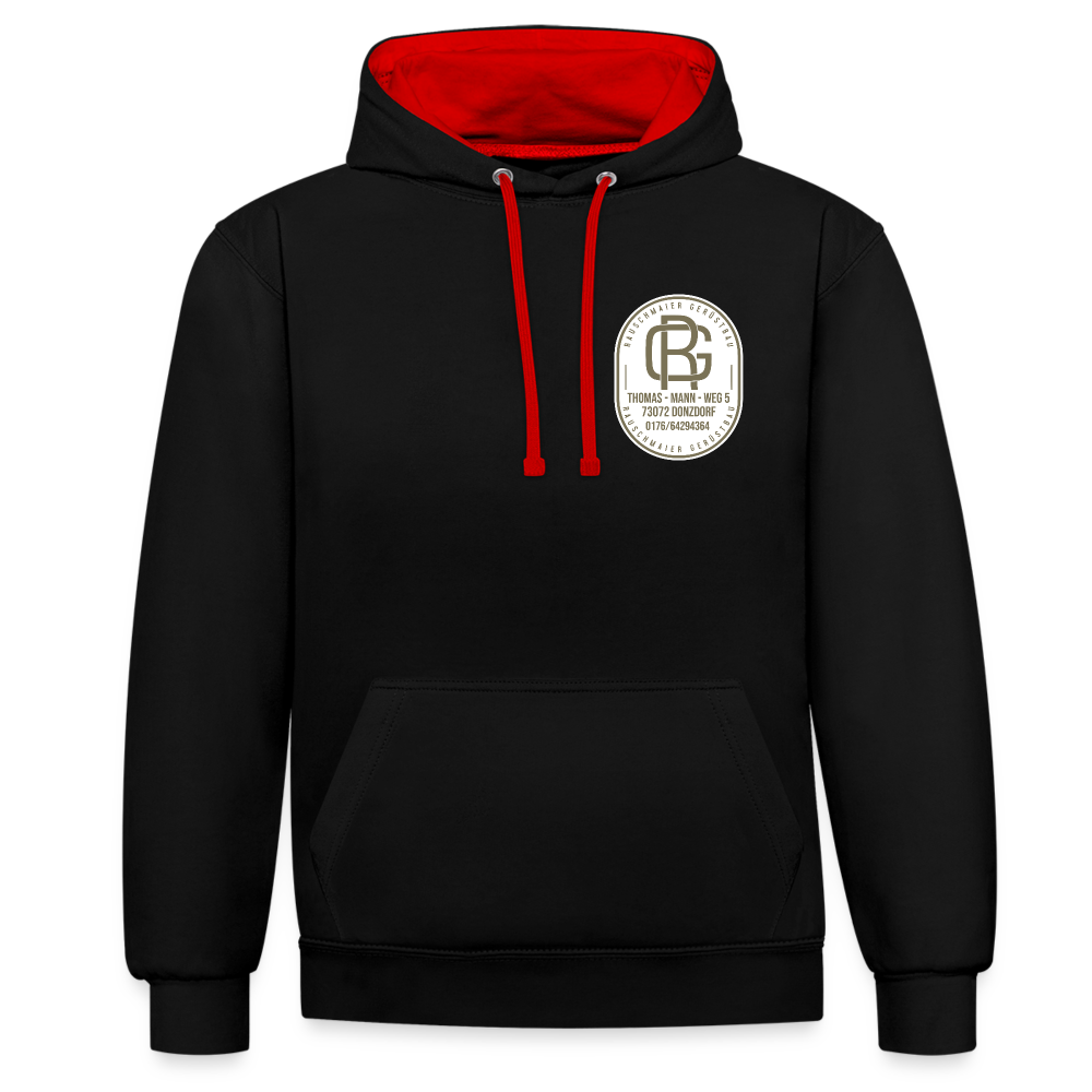 Kontrast-Hoodie - Schwarz/Rot