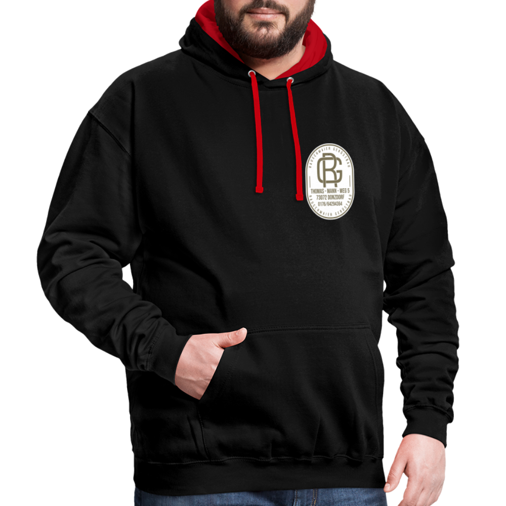 Kontrast-Hoodie - Schwarz/Rot