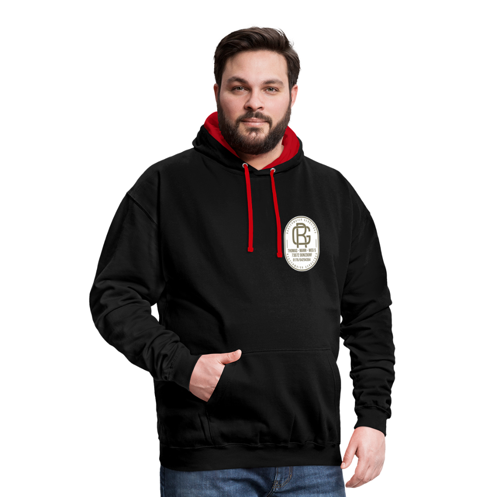 Kontrast-Hoodie - Schwarz/Rot