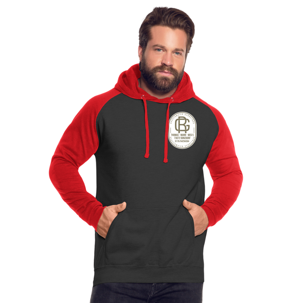 Unisex Baseball Hoodie - Schwarz/Rot