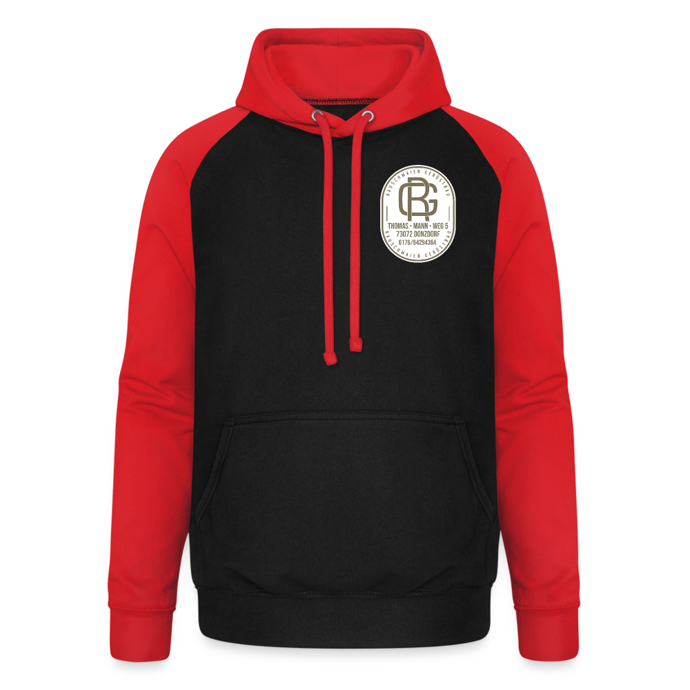 Unisex Baseball Hoodie - Schwarz/Rot