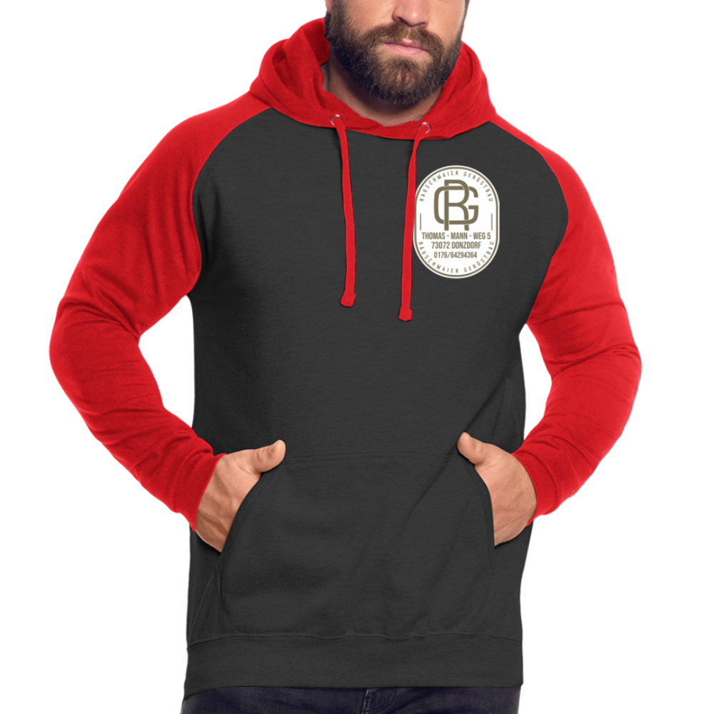 Unisex Baseball Hoodie - Schwarz/Rot