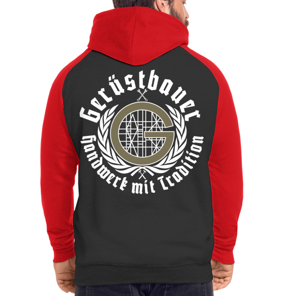Unisex Baseball Hoodie - Schwarz/Rot