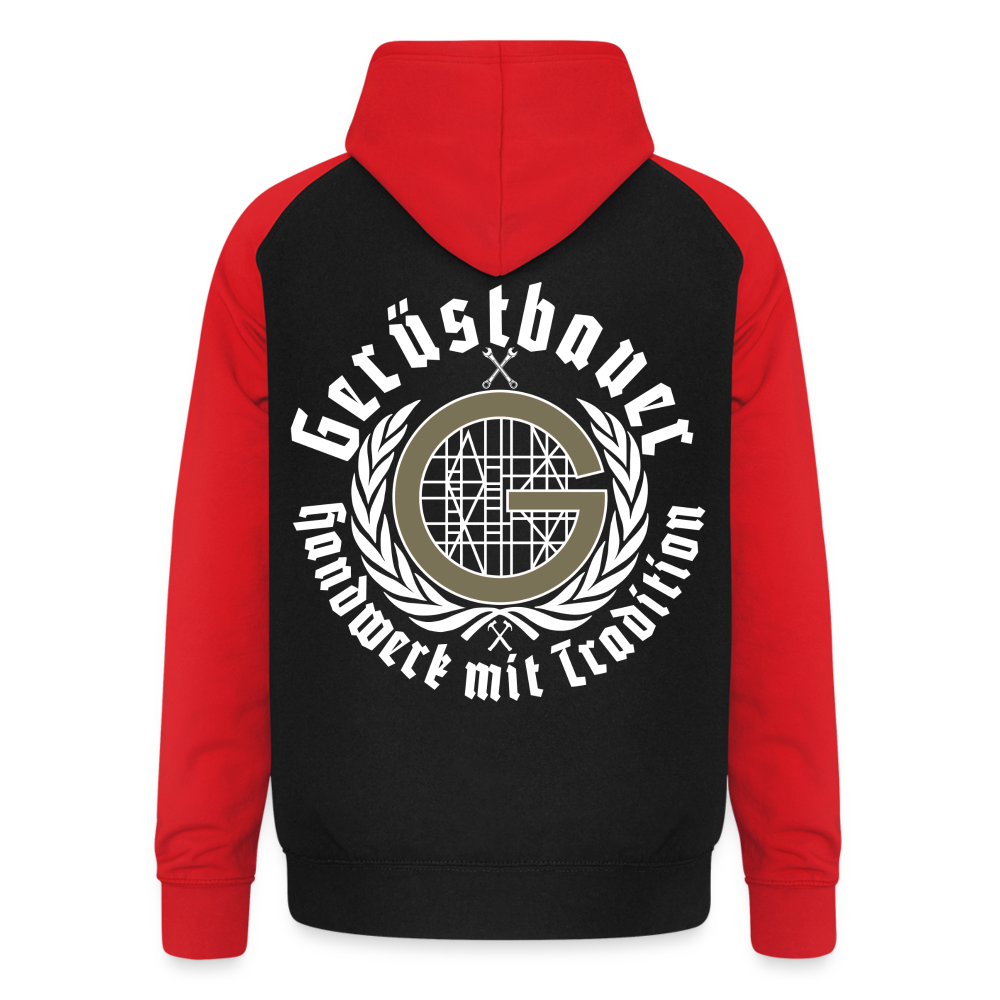 Unisex Baseball Hoodie - Schwarz/Rot