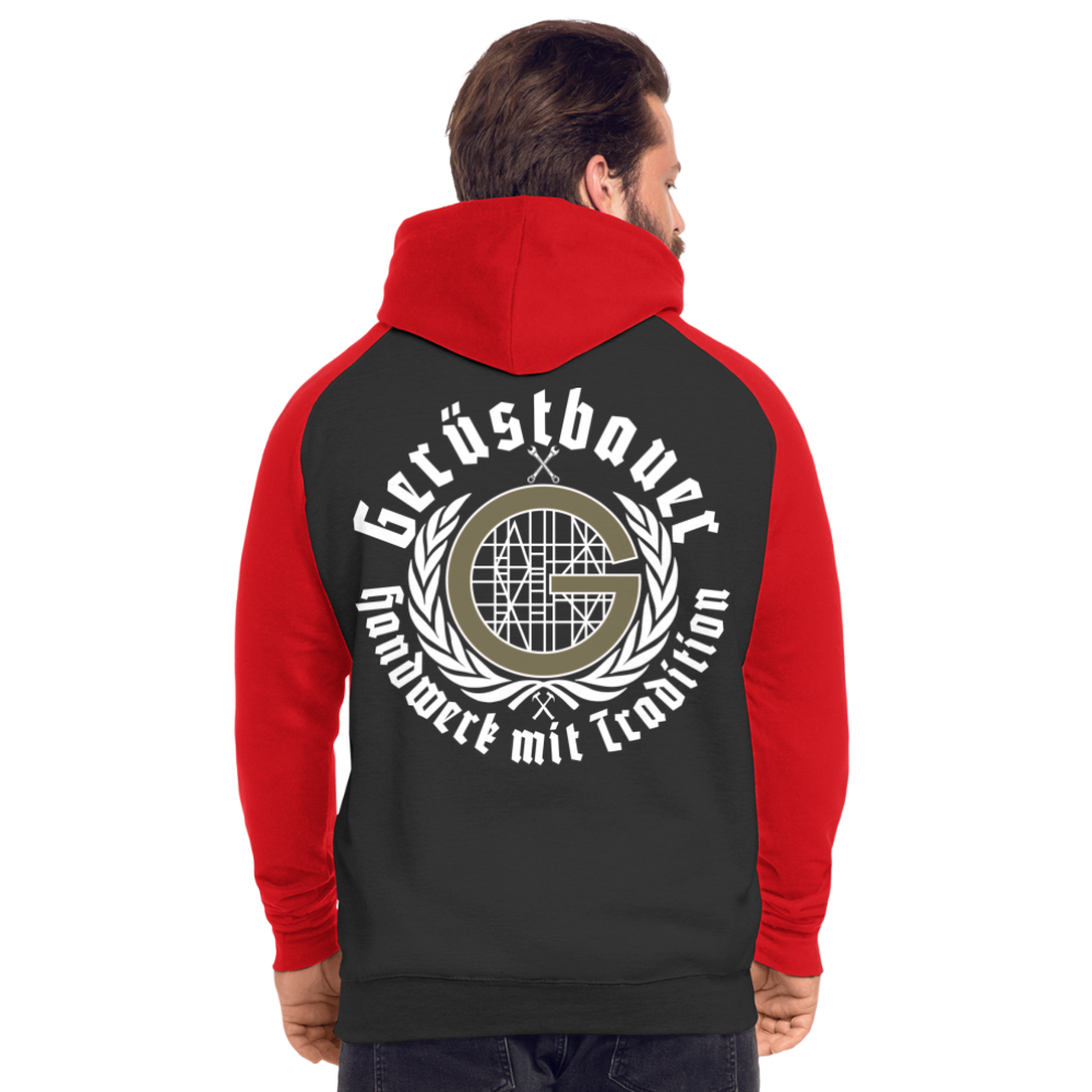 Unisex Baseball Hoodie - Schwarz/Rot