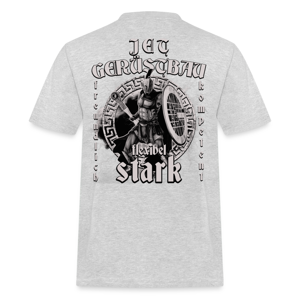 Krieger Rückendruck Workwear T-Shirt - Grau meliert