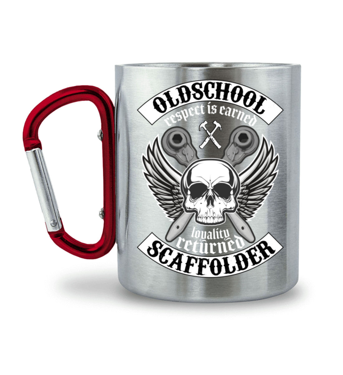 Oldschool Scaffolder - Edelstahltasse mit Karabinergriff €19.95 Gerüstbauer - Shop >>