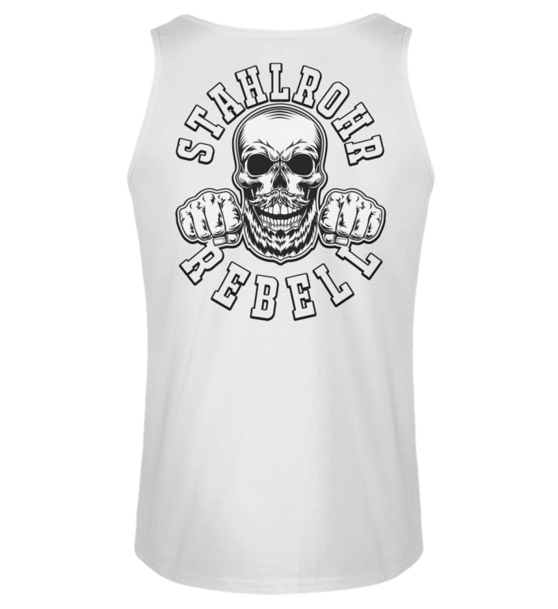 Stahlrohr Rebell Gerüstbauer Tanktop bedruckt White www.geruestbauershop.de