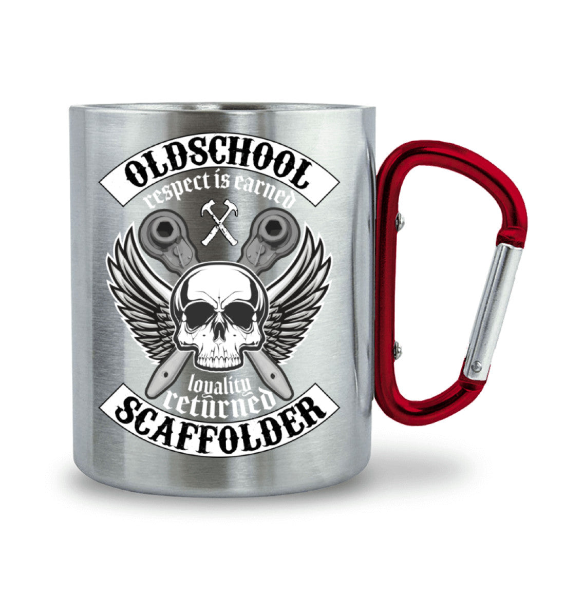 Oldschool Scaffolder - Edelstahltasse mit Karabinergriff €19.95 Gerüstbauer - Shop >>