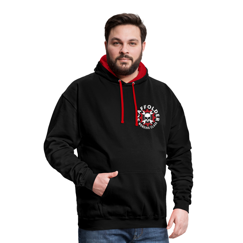 Kontrast-Hoodie - Schwarz/Rot