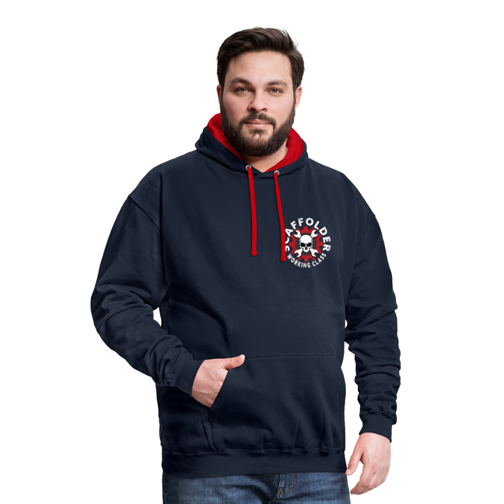 Kontrast-Hoodie - Navy/Rot