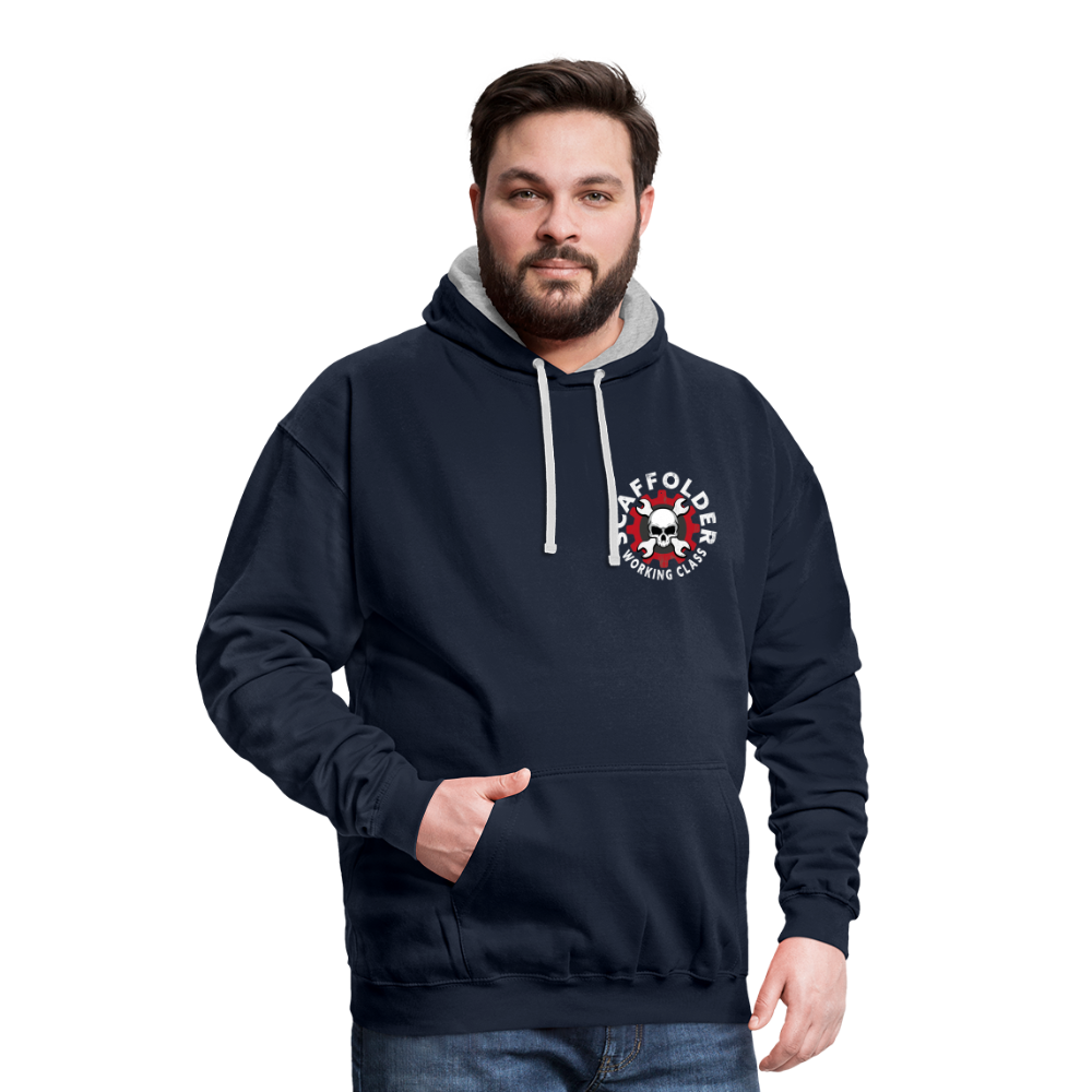 Kontrast-Hoodie - Navy/Grau meliert