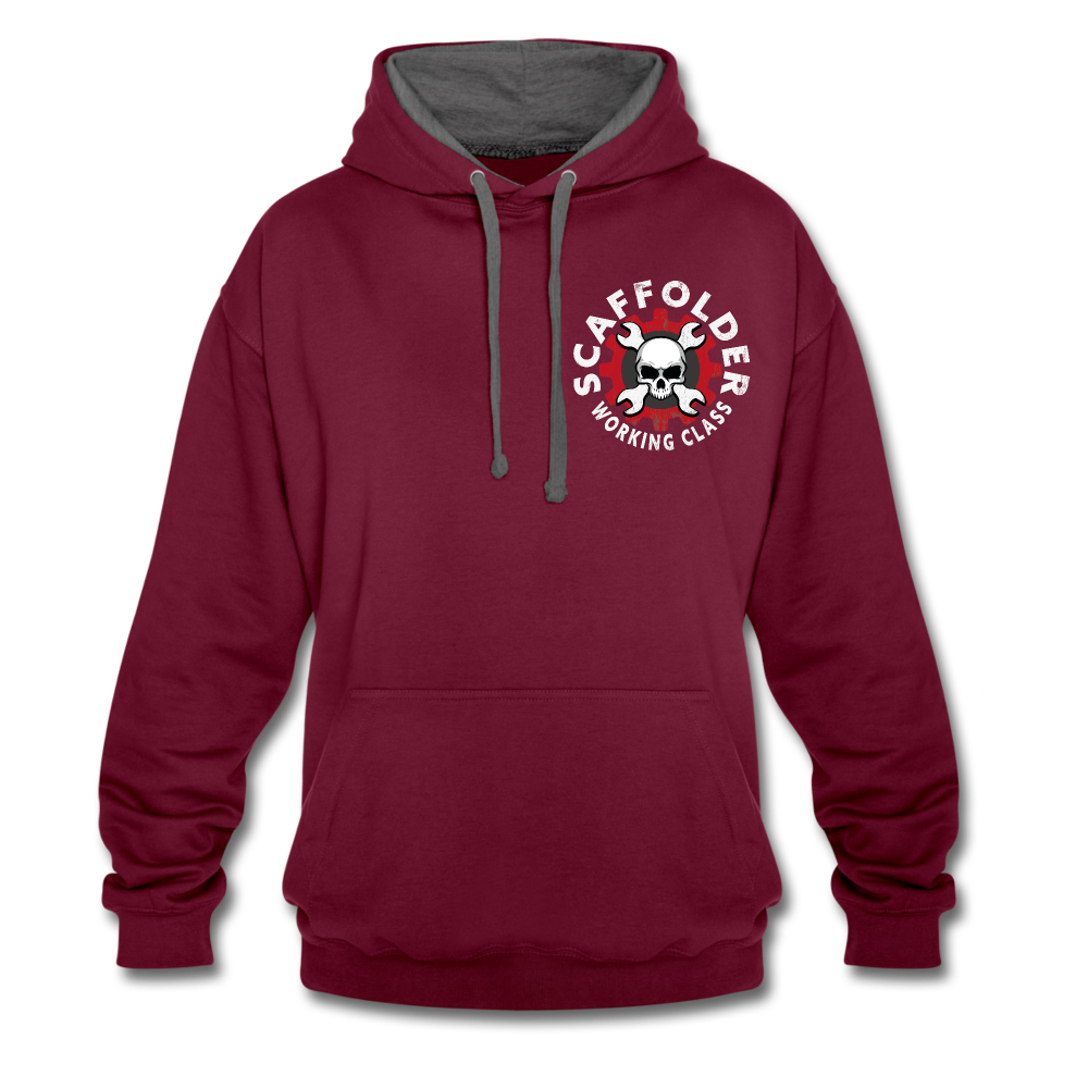 Kontrast-Hoodie - Weinrot/Anthrazit